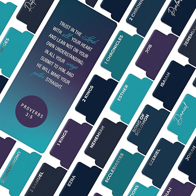 Bible Book Tabs, 100 Silver, Soft-Touch, Laminated Bible Tabs for Study Bible, Durable Tabs for Bible, Protestant & Catholic Bible Tabs Large Print, Purple & Blue Bible Tabs for Women & Men