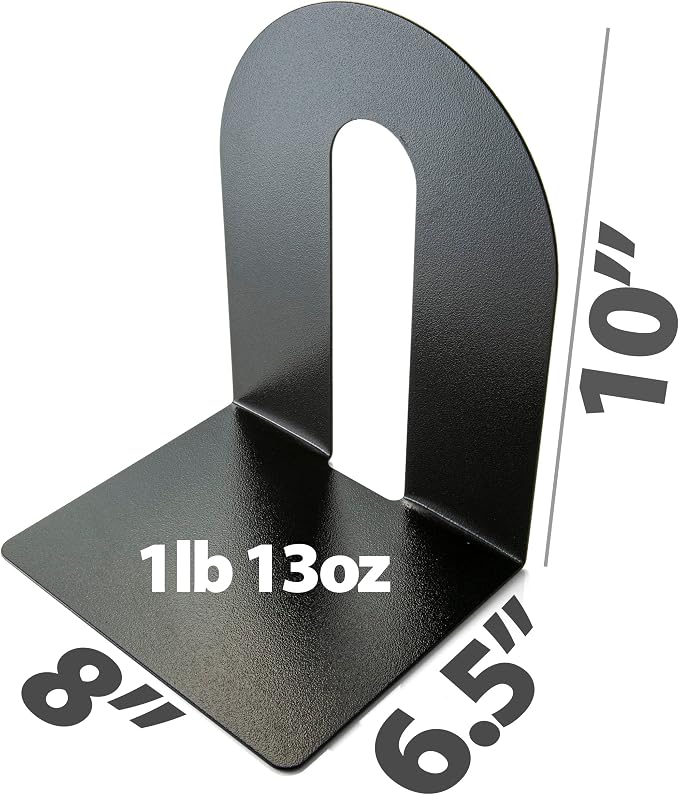 Officemate® OIC® Magnetic Heavy-Duty Bookends, 10" x 8" x 8", Black, Set Of 2