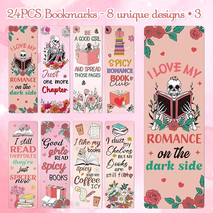 Wxiben Spicy Fairytale Bookmarks Gifts - 24PCS Romance Bookmarks for Women Double Sided Skeleton Hot Girls Book Marks Reading Book Markers for Book Lovers Students Teacher Dark Romance Reader Gift