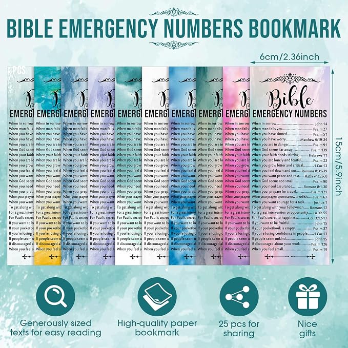 Feifeiya 150 Set Christian Fathers Day Church Gifts Bulk Pentecost Pastor Clergy Religious Pens Bible Verse Party Favor Emergency Number Bookmark Card for Sunday School Pastor(Watercolor,Religious)