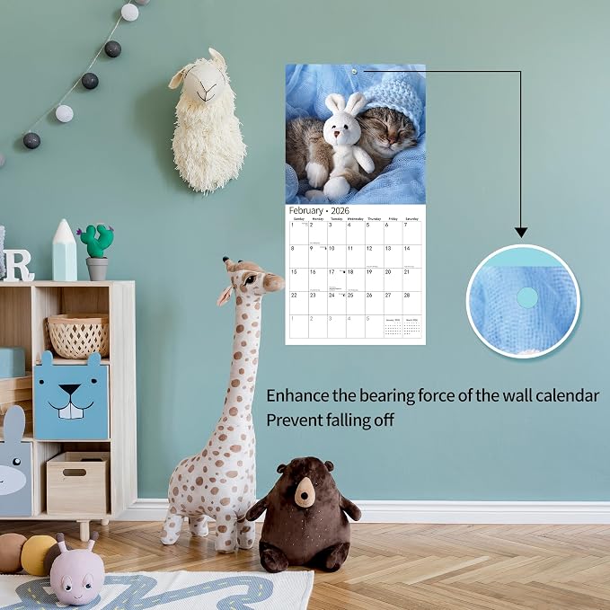2026 Wall Calendar,Calendar 2026, November 2025 - December 2026, Wall Calendar Cat Kitten, 12" X 24" Opened,Full Page Months Thick & Sturdy Paper for Calendar Organizing & Planning