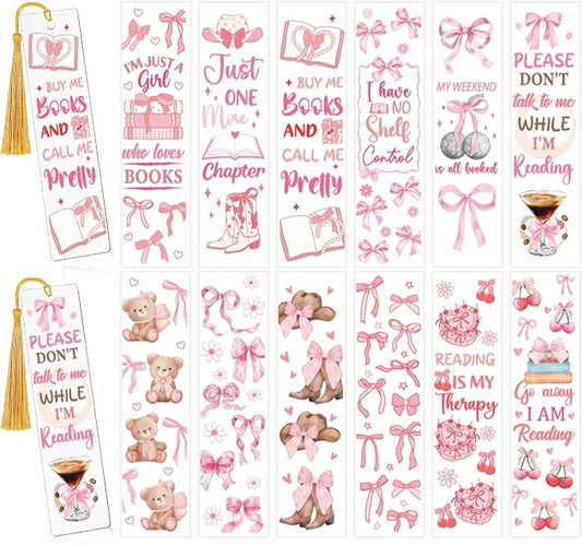 CRASHOT UV DTF Bookmark Wraps - 24 Sheets Boho Acrylic Bookmark Blanks Sticker, Rainbow UV DTF Transfer Stickers, Bee Butterfly Cactus Design for Bookworm Girls Women