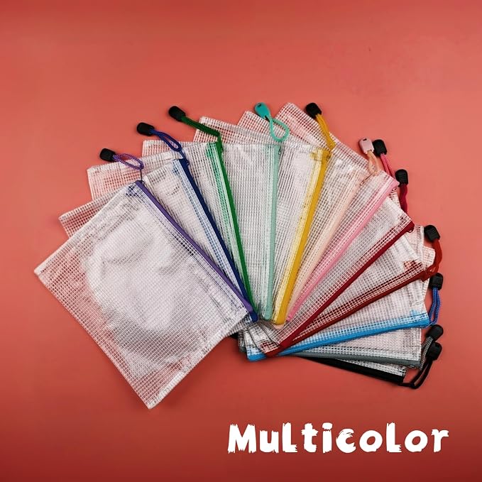Niziting-24 Pcs 5"x 7" Mesh Zipper Pouch Bags, Zipper Bags for Organizing Storage,File Bag for School,Puzzle, Board Games and Organizing,Office Supplies,Home Storage (Color)