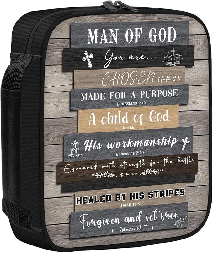 Bible Cover Case for Men - Christian Gifts for Men, Man of God Bible Verse Gift, Religious Birthday Gift, Spiritual Inspirational Catholic Gifts, Bibles Carrying Book Cases for Man of God