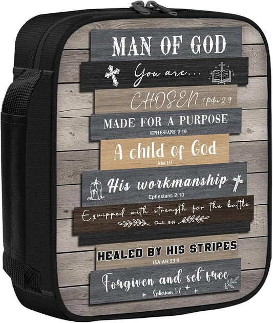 Bible Cover Case for Men - Christian Gifts for Men, Man of God Bible Verse Gift, Religious Birthday Gift, Spiritual Inspirational Catholic Gifts, Bibles Carrying Book Cases for Man of God