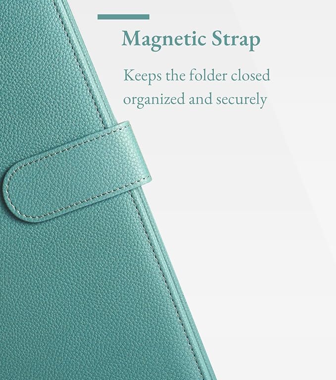 Zreal Padfolio Portfolio for Women & Men, Faux Leather Clipboard with Folder, Resume Document Folder, Legal Pad Holder Fits A4 & Letter Size for Interview, Conference (Teal Green)