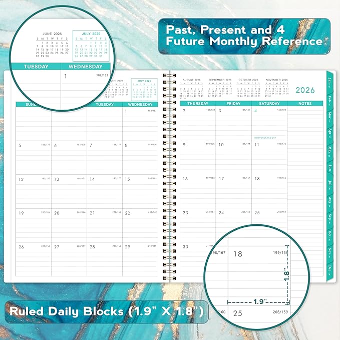 2026-2027 Monthly Planner/Calendar - July 2026 - December 2027, Monthly Planner 2026-2027, 18 Months Planner with Tabs & Note Pages, 9" x 11", Twin-Wire Binding and Two-Side Pocket, Perfect Organizer