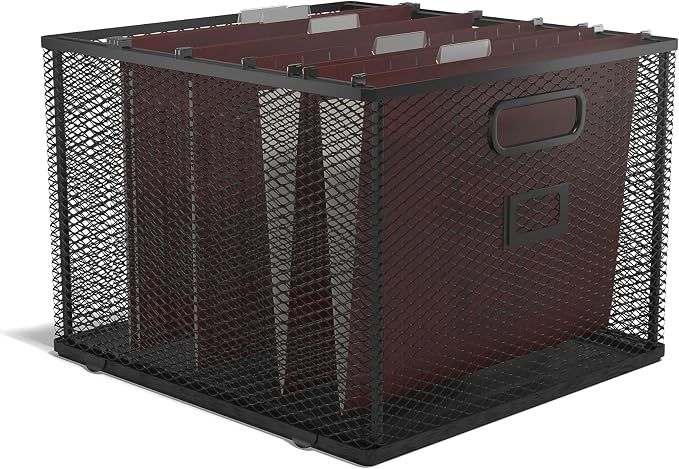 TRU RED Wire Mesh File Organizer, Matte Black – Vertical Desktop Sorter for Files, Folders & Mail