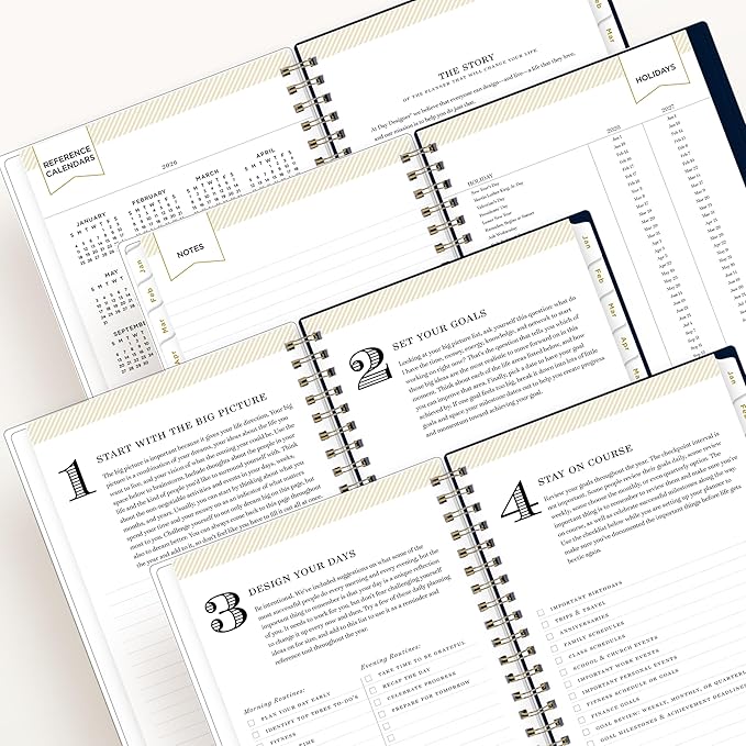 Blue Sky Day Designer 2026 Weekly and Monthly Planner Calendar, January 2026 - December 2026, 5" x 8", Clear Pocket Cover, Durable Twin Wire Binding, Includes Storage Pocket, Stickers, Peyton Navy
