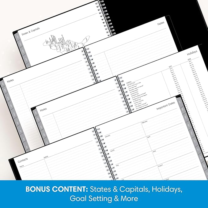 Blue Sky 2027 18 Month Monthly Planner Calendar, July 2026 - December 2027, 8" x 10", Monthly Layout, Flexible Cover, Silver Wirebound, Laminated Tabs, Enterprise