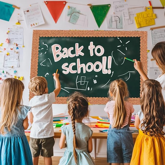 3 Rolls 98.4 Ft Glitter Bulletin Board Borders Set - Khaki Bulletin Board Decorations for Classroom, Office，School Supplies & Home DIY - Perfect for Teachers, Posters & Birthday Party Decor