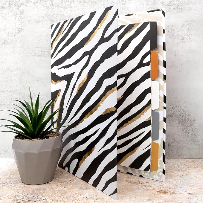 Pukka Pad, Wild A4 Preloaded 3-Ring Binder – Includes Personal Details and Planner Pages – Comes Preloaded with 5-Part Dividers – Standard 3-Ring Mechanism - Zebra