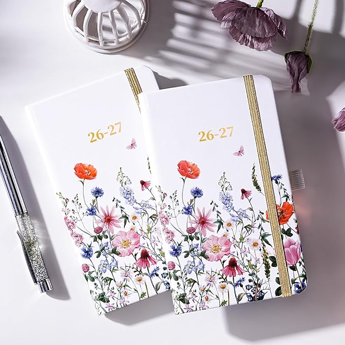 Pocket Calendar 2026-2027 - 2026-2027 Pocket Planner for Purse, Jul. 2026 - Jun. 2027, 6.3''×3.8'', Weekly & Monthly Planner with Pen Loop - Floral