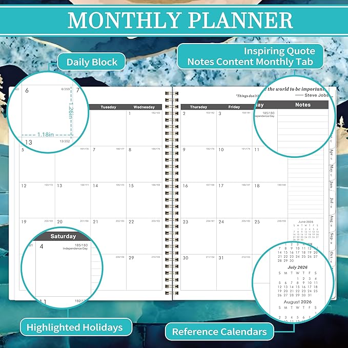 Monthly Planner 2026-2031 - 5 Year Monthly Calendar 2026-2031, Jul.2026 - Jun.2031, 9" x 11", 60 Months with Tabs, Double-Side Pocket, Holidays, Pages, Elastic Closure