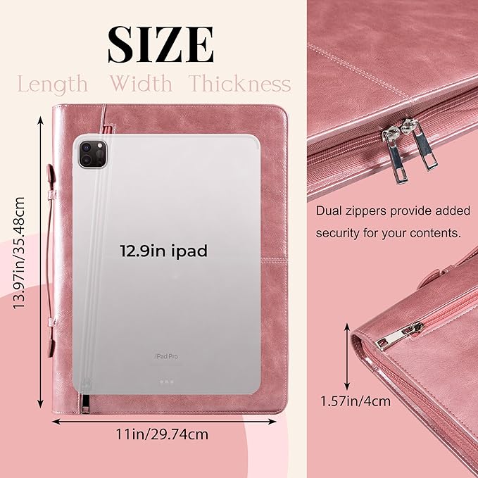 Calfinder Personalized Portfolio for Women&Men, Free Name Engrave,Customized Leather Padfolio, Business Portfolio with with Handle for Ipad, Unique Gift for Graduation