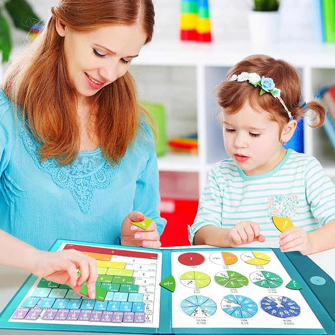 Magnetic Fraction Educational Puzzle Fraction Tiles and Circles, Equip Magnetic Score Disk Demonstrator,Math Manipulatives Enhance Early Primary School Students Mathematical Skills