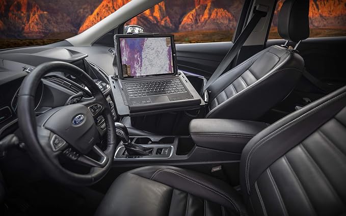 AutoExec Milk Crate Vehicle and Mobile Office Work Station with Apron Organizer, Laptop Tray and 400 watt Power Inverter