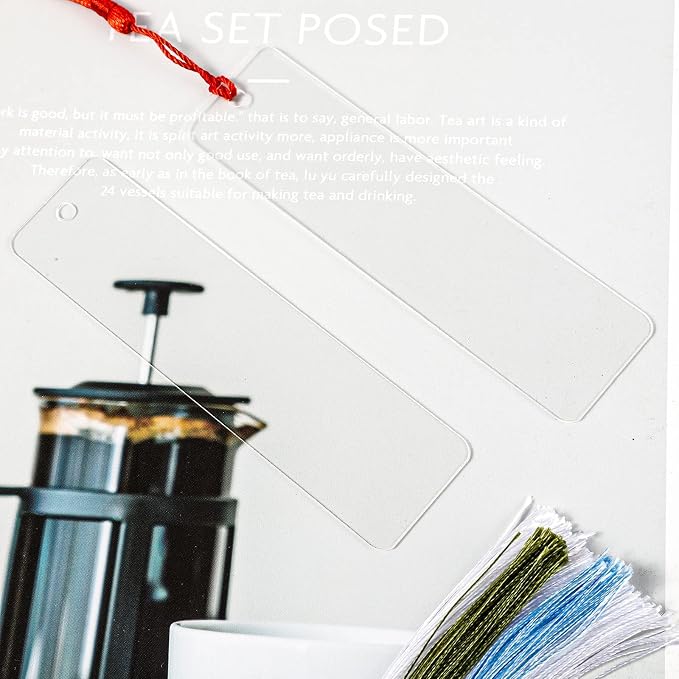 30 Pcs Acrylic Bookmarks Blanks for Women with 30 Pieces Colorful Tassel for DIY Clear Bookmarks Crafts School Gift Bags Book Lovers Readers Gifts Christmas Stocking Stuffers (4.75 × 1Inch)