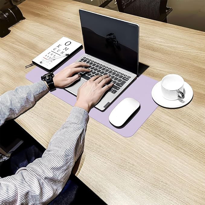 Bloss Purple Desk Mat, Double-Sided Leather Desk Pad, Desk Matt for Desktop, Waterproof Desk Pad Mat, Computer Mat for Office Work/Home/Decor/Desk Protector/Cover(23.6"x 13.8")