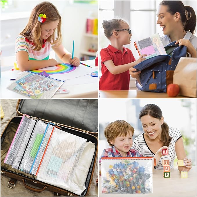 Mesh Zipper Pouches,Zipper Bags A3 A4 Size,Puzzle Storage Bags for Classroom Organization,Travel Storage and Office School Supplies. (A4*18Pcs+A3*6Pcs)