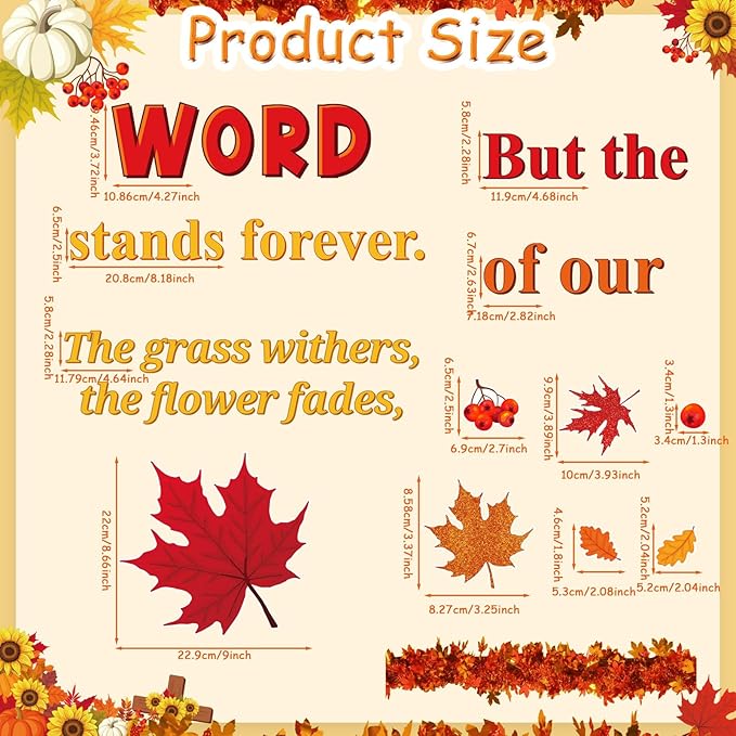 Pasimy Thanksgiving Religious Bulletin Board Classroom Decorations Set Fall Maple Leaf 3D Bulletin Board Autumn Christian Bible Verse Paper Cutouts for School Church Party Decor(Fall)