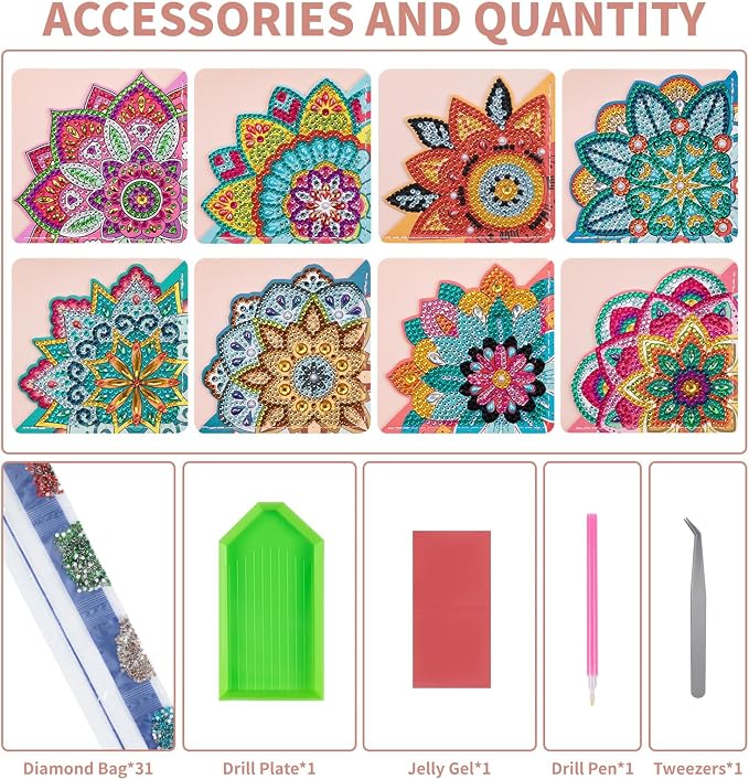 8 PCS Diamond Art Bookmarks, 5D DIY Corner Bookmarks for Adults & Kids, Leather Material for Book Lovers