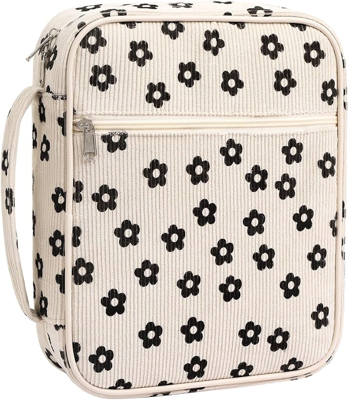 Large Bible Cover Case for Women,Bible Bag,Floral Bible Storage Bags with Zipper Pocket and Handle