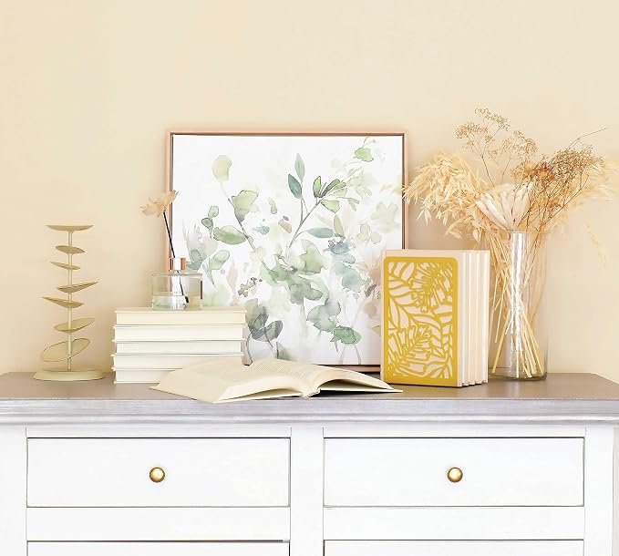 CNK Premium BookEnds - Metal Book Stoppers for Home Office, Book Shelf Holder, Home Decorative (Tropical Gold)