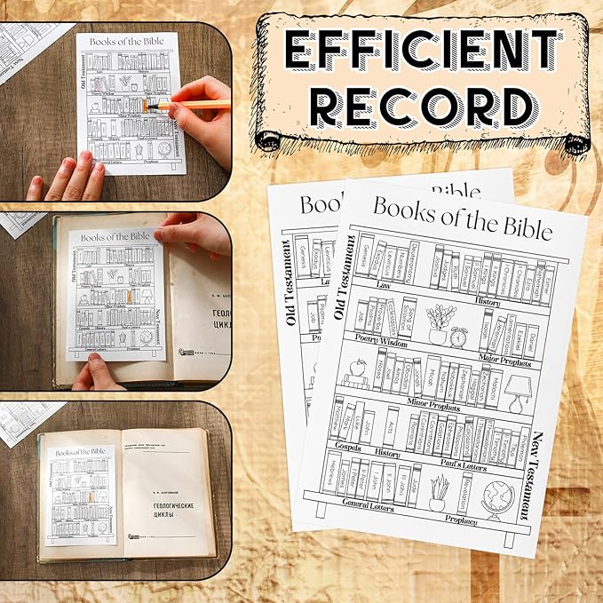 Kosiz 24 Pcs Books of The Bible Stickers Emergency Numbers Sticker Christian Bible Reading Tracker Book Shelf for Women Men Journaling Scripture Study(Classic Style)