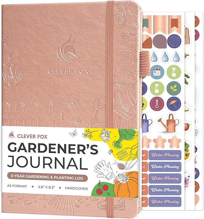 Clever Fox Gardener’s Journal – Guided Gardening Notebook to Plant Vegetables, Flowers & Herbs – 5-Year Garden Log Book for Beginners (Rose Gold)
