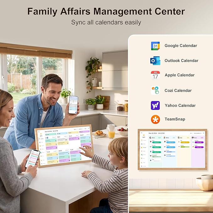 Digital Calendar – 27 Inch Electronic Wall Calendar & Chore Chart, Smart Family Organizer with Interactive Touchscreen Display, Wall Mount in Portrait or Landscape - Best Gift for Mother's Day