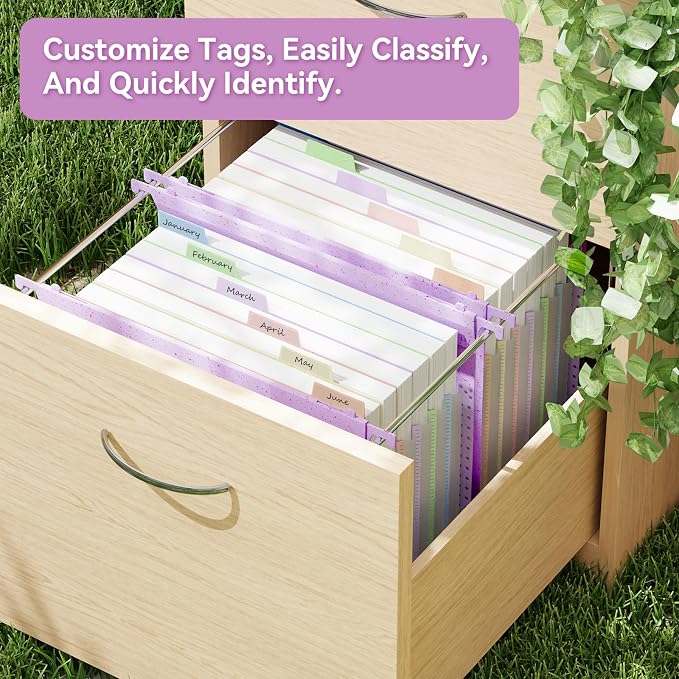ANSOOK Hanging File Folders, Reinforced Expanding Hang Folder Letter Size,Accordian Pocket with Heavy Duty 1.2" Expansion, Hard Hanging Folder Organizer for Office Home, 50% Wheat Straw (Purple)
