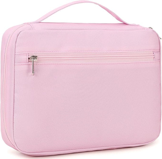 JIANYA Bible Covers for Women - Womens Bible Cover Case Bible Bag with Pocket and Handle - Book Cover Bible Carrying Case, Pink