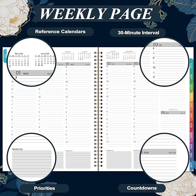 2026-2027 Appointment Book - Weekly Appointment Book 2026-2027, July 2026 - June 2027, 9" x 11", Planner with Tab, Half Hour (30 Mins) Interval