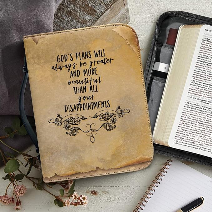 Gods Letter Bible Covers for Women Waterproof Bible Holder Case for Man Portable Bible Protector PU Leather Bible Organizer Bag Large Size