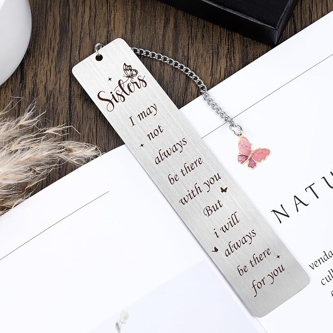 Metal Bookmark Gifts for Sisters - Inspirational Sister Birthday Gifts for Sister, Encouraging Graduation Christmas Wedding Birthday Accompany Present for Sister Stepsister