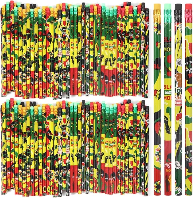 Kolewo4ever 200 Pieces Black History Month Pencils Wood Pencils with Eraser Black History Month Party Favors for Office Classroom Gifts (200)