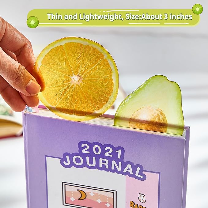 4PCS Fruit Bookmarks, Cute Acrylic Book Marker for Women Children Student, Aesthetic Book Accessories Gift for Book Lovers