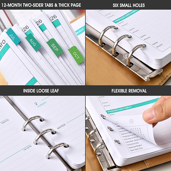 2026-2027 Planner Refills - Planner Refills 2026-2027 from JULY 2026 - JUNE 2027, Weekly and Monthly Calendar 26-27, 3.75 x 6.75 inch, 6 Holes, A6 Size - Red