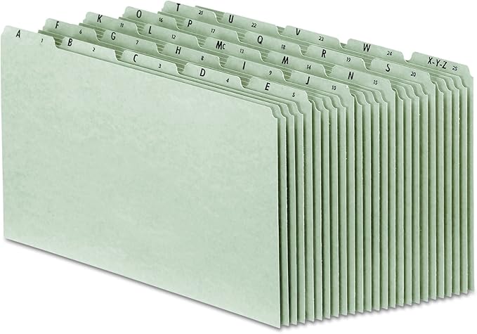 Pendaflex PN1025 A-Z Top Tab Recycled File Guides, 25 pt. Gray pressbd., 1/5 Tab, Legal, 25/Set (Pack of 6)