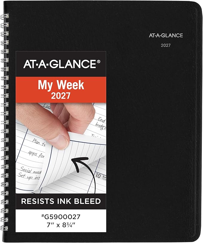 AT-A-GLANCE 2027 Planner, Weekly, 7" x 8.75", Column-Style, DayMinder, Black (G5900027)
