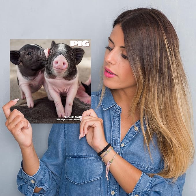 2026 Wall Calendar, Pig Calendar 2026,PIG Monthly Wall Calendar, 12" x 24" Open,Family Planner Calendar, Home & Office Organizer,Hangable