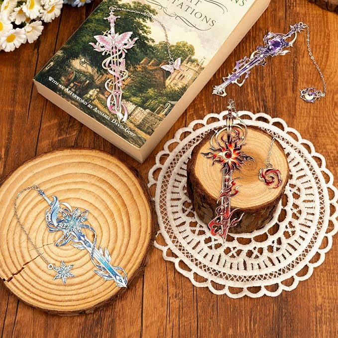 4 Pieces Metal Eternal Sword Series Bookmark, Perfect for Women Readers (BKM-067-F4)