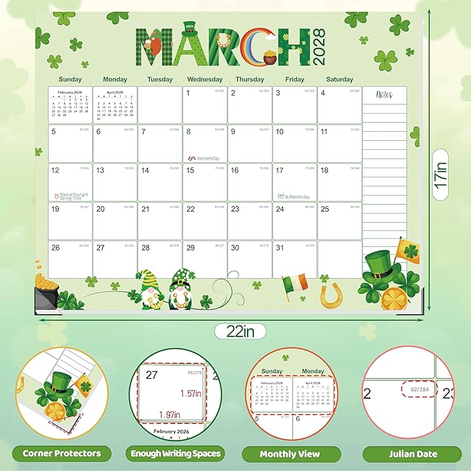 GuassLee Desk Calendar 2026-2029,36 Months 22" x 17" Large Calendar from June 2026 to May 2029,Desktop/Wall Monthly Planner with Julian Date and Thick Paper for Office Home School