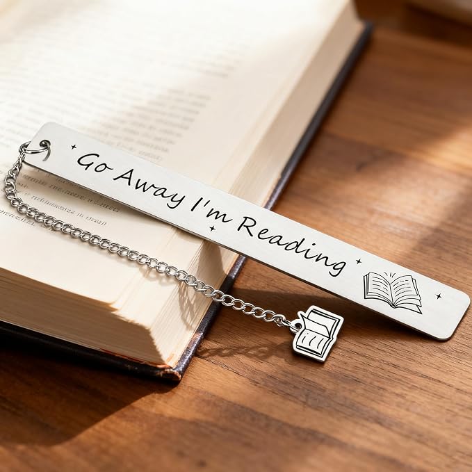 Funny Gifts for Women Men, Go Away I'm Reading Bookmark for Book Lovers, Sarcastic Gifts for Friend Reader, Bookworm Birthday Christmas Gifts for Her Him, Book Accessories
