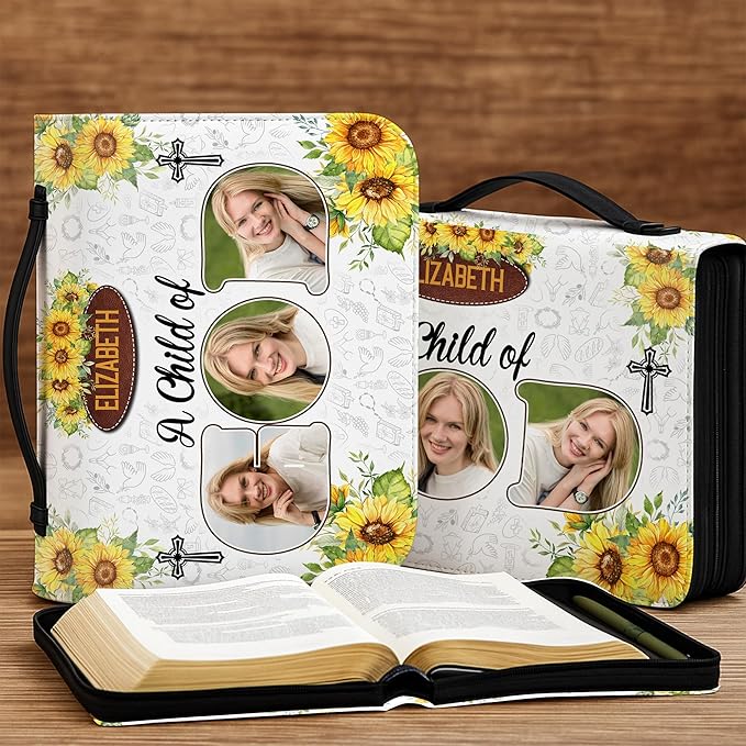 Personalized Bible Cover for Men, Christian Bible Case PU Leather, Jeus Bags Religious Appreciation Gifts for Women Girls Daughter Christian with Handle Zipper (BIBLE-11, M-2XL)