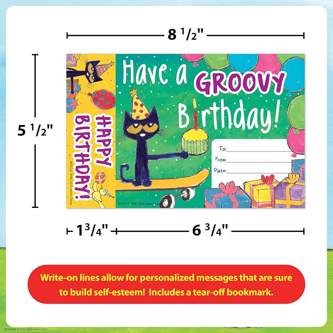 Edupress Pete The Cat Groovy Birthday Bookmark Awards (EP60327), Multi