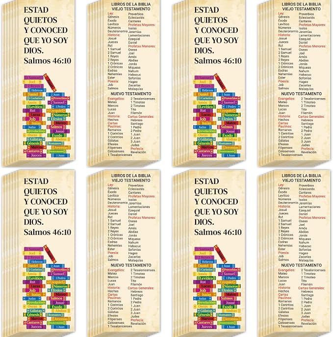 120pcs Spanish Books of The Bible Bookmarks Religious Christian Bookmarks Bible Verse Scripture Reading Bookmark Prayer Gospel Tracts for Evangelism Church Office Home Gifts (LIBROS DE LA BIBLIA)
