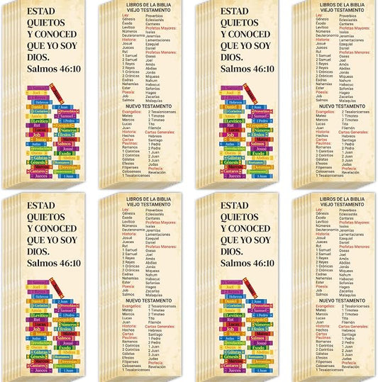 120pcs Spanish Books of The Bible Bookmarks Religious Christian Bookmarks Bible Verse Scripture Reading Bookmark Prayer Gospel Tracts for Evangelism Church Office Home Gifts (LIBROS DE LA BIBLIA)