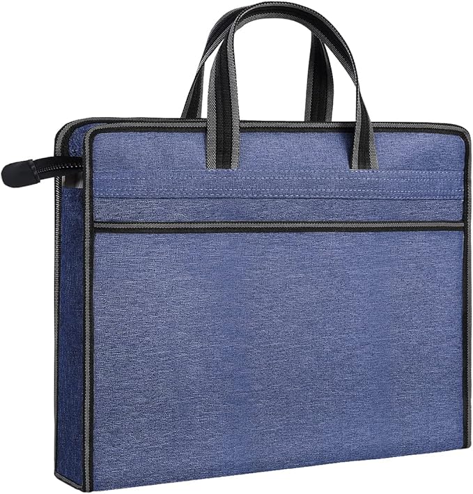 Oxford Zippered Document Bag with Handle File Tote Bag Pouch for Carrying Paper Files Books Filing Folder 1 Pack (H-Blue)